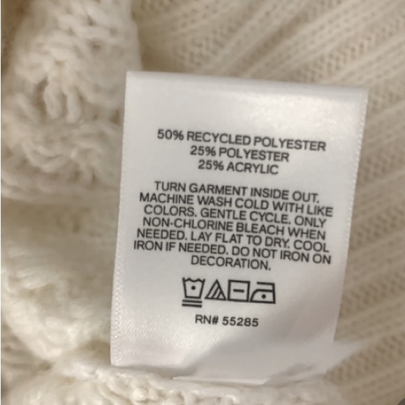 NWT Express Rhinestone Embellished Drop Shoulder Cableknit Tunic Sweater Ivory S - Picture 10 of 12